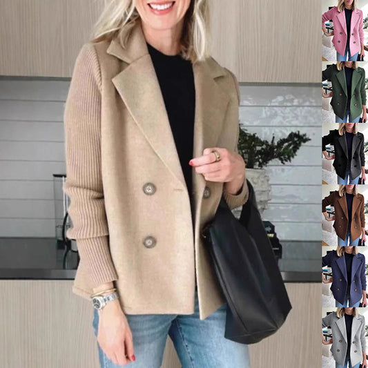 AURELLE – Double-Breasted Knit Sleeve Coat