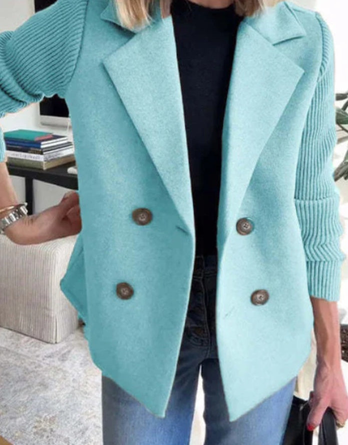 AURELLE – Double-Breasted Knit Sleeve Coat